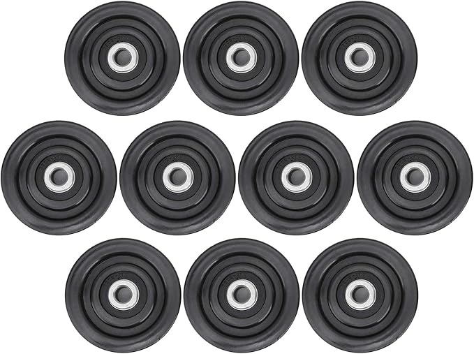 Dilwe 10pcs Nylon Iron Fitness Bearing Pulley,Cable Pulley Wheel,Home Gym Attachments Exercise Strength Training Accessory (90mm)
