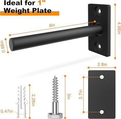 Weight Plate Rack, Wall Mount Weight Plate Holder for 1" Plates, 5 Pack Weight Storage Racks Home Gym Organizer