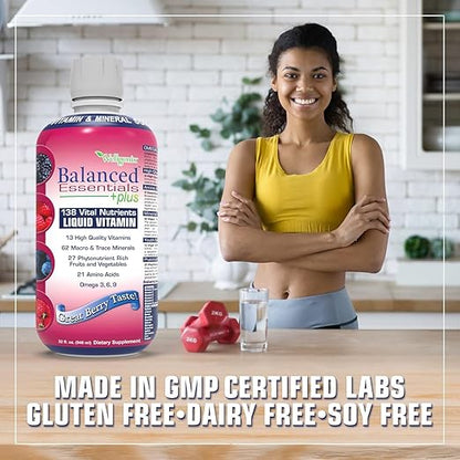 Wellgenix Balanced Essentials Plus New Formula - Berry Flavor 32oz (Pack of 2) - Liquid Vitamin - Complete Multivitamin Supplement - Immune Boosting & Overall Health - Adults, Kids, Toddlers