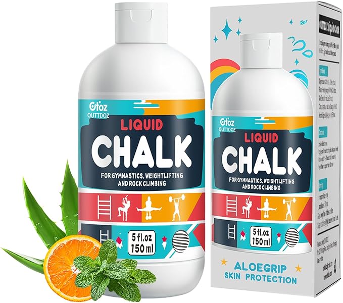 AloeGrip Liquid Chalk – 5 oz Grip Enhancer with Aloe Vera, Citrus & Mint Scent – Quick-Dry, Low Residue, Long-Lasting – for Gymnastics, Weightlifting, Rock Climbing, Cheerleading