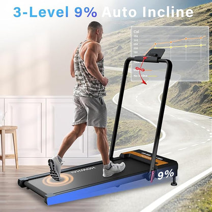 Treadmill with Incline, Walking Pad Foldable Treadmills for Home with 2.5HP, Speed 6.2-7.6MPH Walking Pad with Handle Bar, Remote Control and LED Display