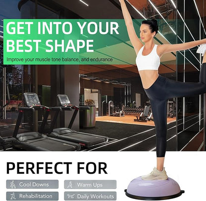 Half Balance Ball, 23 Inch Balance Ball Trainer with Foot Pump for Improving Balance Core Strength and Fitness, Balance Balls Perfect for Home Gym Workout Use