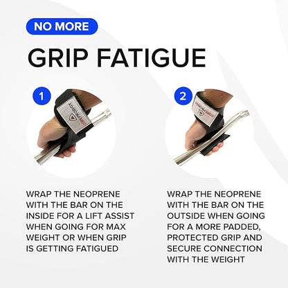 Core Prodigy Wrist Wraps Straps - Weight Lifting Grips Padded and Adjustable Gloves Alternative to Power Hooks
