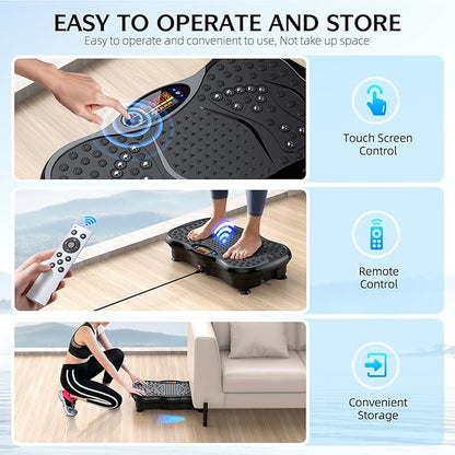 GMCXAX Vibration Plate Exercise Machine – Whole Body Workout for Weight Loss, Lymphatic Drainage & Muscle Recovery, Multiple Speeds with Bluetooth & Remote, Portable Shaker Board for Home Gym