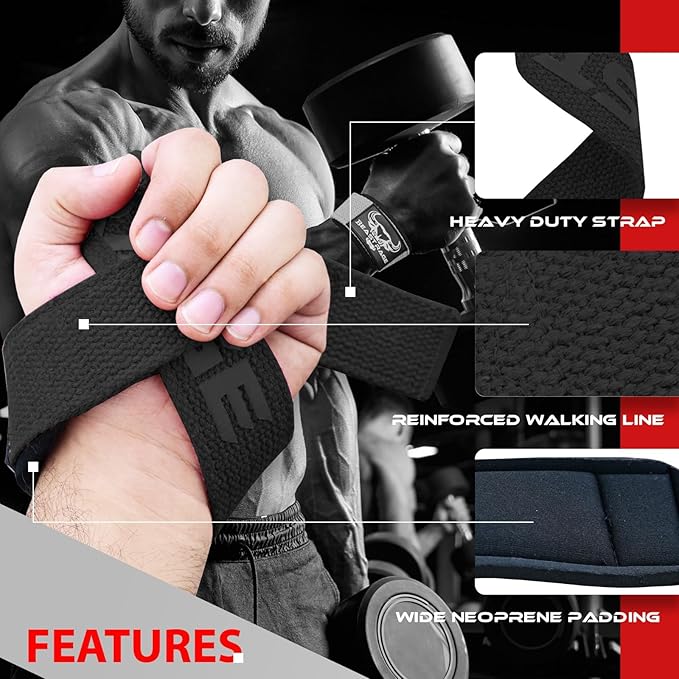 BEAST RAGE Lifting Straps for Weightlifting, Weight Lifting Straps Gym Power Workouts Lifting Wrist Straps Padded Cotton Men Women Support Lifters Deadlift Straps Hard Pull Exercise Straps