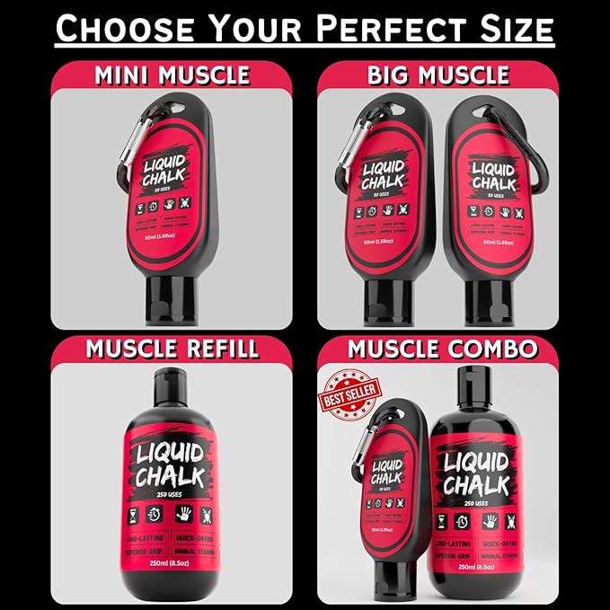 PowerGrip Liquid Chalk - Ultimate Grip Enhancer for Gym, Weightlifting, Climbing & Powerlifting - Long-Lasting Gymnastics Chalk for Rock Climbing, Cheer, and Lifting - Superior Hold, No Mess