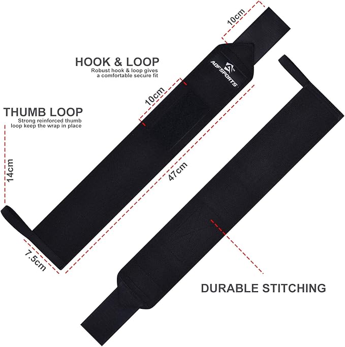 Wrist Wraps for Weightlifting - USPA & IPL Approved 18" Gym Wrist Support with Thumb Loop - Heavy Duty Lifting Wrist Straps for Fitness, Workout, Powerlifting, & Bodybuilding (Pair)