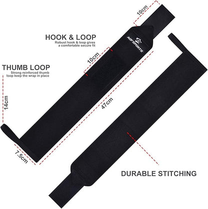Wrist Wraps for Weightlifting - USPA & IPL Approved 18" Gym Wrist Support with Thumb Loop - Heavy Duty Lifting Wrist Straps for Fitness, Workout, Powerlifting, & Bodybuilding (Pair)