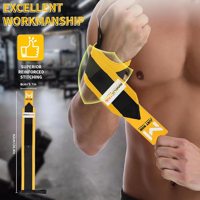 Wrist Wraps for Weightlifting - 24" Pro-Grade Wrist Straps for Weightlifting, Weight Lifting Wrist Wraps with L/R Tabs, Breathable Gym Wrist Wraps for Weight Training, Men and Women