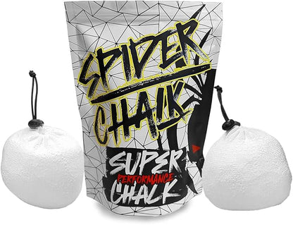 SPIDER CHALK Refillable Climbing Chalk Ball 2-Pack, 3oz Each - Lab-Grade Premium Chalk for Powerlifting, Weightlifting, Extra Large 3oz Gym Chalk Sock for Improved Grip