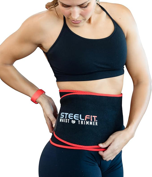 SteelFit Adjustable Waist Trimmer Belt for Intense Cardio | Latex-Free Neoprene Sweat Band with Moisture-Resistant Lining | Workout Enhancer for Fat Burning, Heat Retention | Durable Cardio Enhancer
