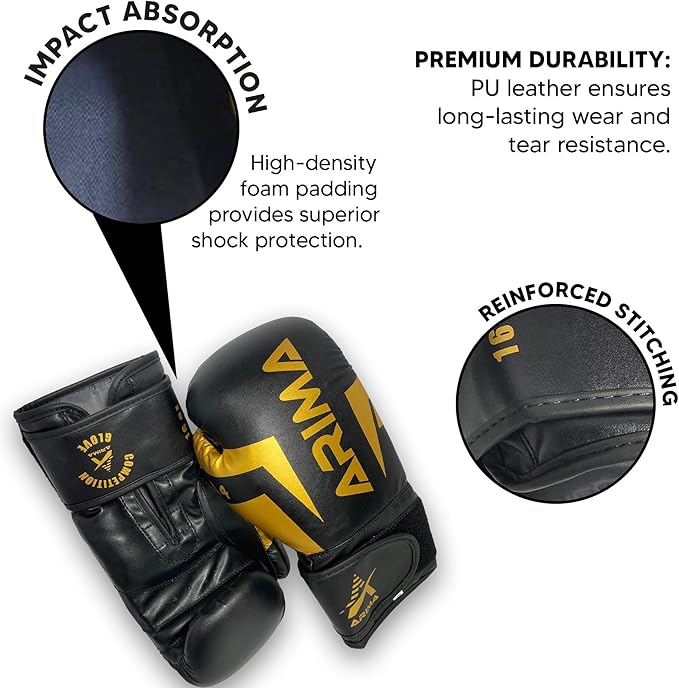 Boxing Gloves - Premium PU Leather, Heavyweight - Ideal for Boxing, Kickboxing, Muay Thai & Fitness Training