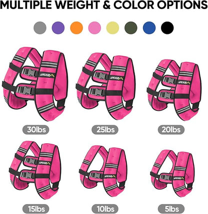 APEXUP Weighted Vest with 5lbs/10lbs/15lbs/20lbs/25lbs/30lbs Weights and Reflective Stripe, Weight Vest Men Women for Workout, Strength Training, Running