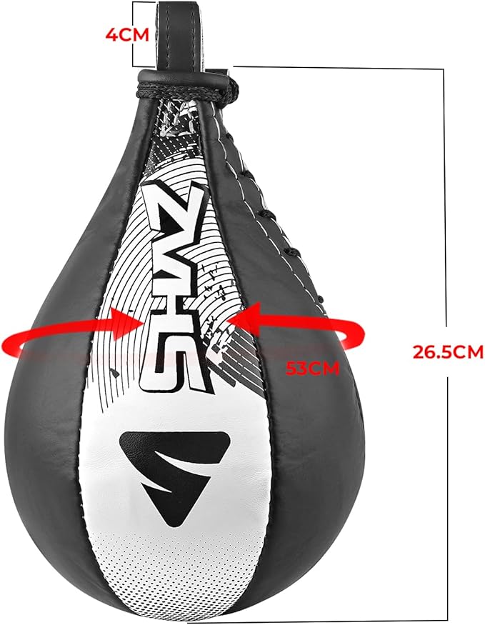 SHAZ Skin-Tec Leather Boxing Speed Bag with Swivel Punching Training Speedbag MMA Muay Thai Punch Speed Ball with Hanging Swivel Mount Dodge Striking Speedball
