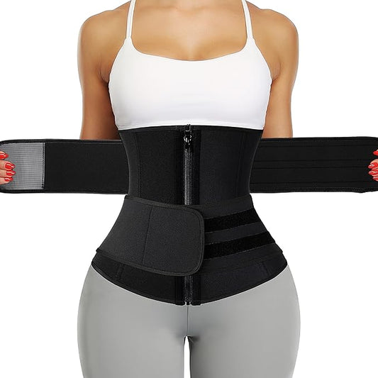 KIWI RATA Neoprene Sauna Waist Trainer Corset Sweat Belt for Women Compression Cincher Band Workout Fitness Back Support