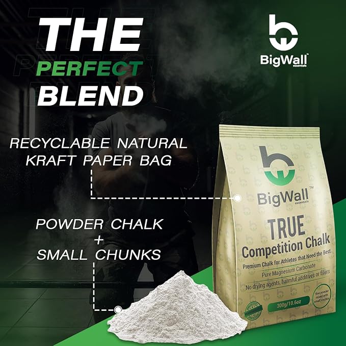 BigWall True Competition Chalk Powder 300g/10.6oz - Premium Grade for Enhanced Grip and Performance | 100% Pure Magnesium Carbonate | Perfect for Climbing, Weightlifting, Gymnastics | Long-Lasting