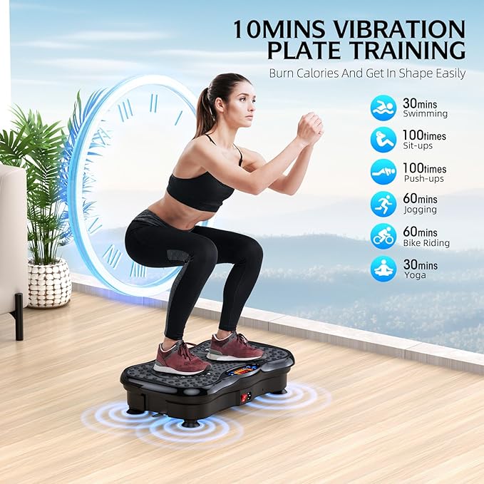 GMCXAX Vibration Plate Exercise Machine – Whole Body Workout for Weight Loss, Lymphatic Drainage & Muscle Recovery, Multiple Speeds with Bluetooth & Remote, Portable Shaker Board for Home Gym