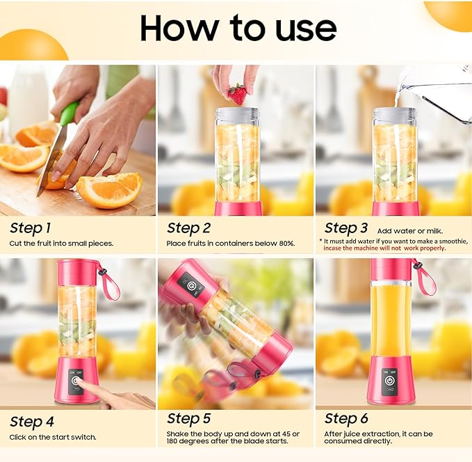 Portable Personal Size Mini Blender - 2025 Upgraded Cordless Blender for Smoothies & Shakes, Type-C Rechargeable, 380Ml Traveling BAP Free Juicer Cup for Sports/Travel/Home, 20000Rpm/Min Speed