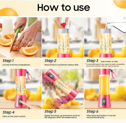 Portable Personal Size Mini Blender - 2025 Upgraded Cordless Blender for Smoothies & Shakes, Type-C Rechargeable, 380Ml Traveling BAP Free Juicer Cup for Sports/Travel/Home, 20000Rpm/Min Speed