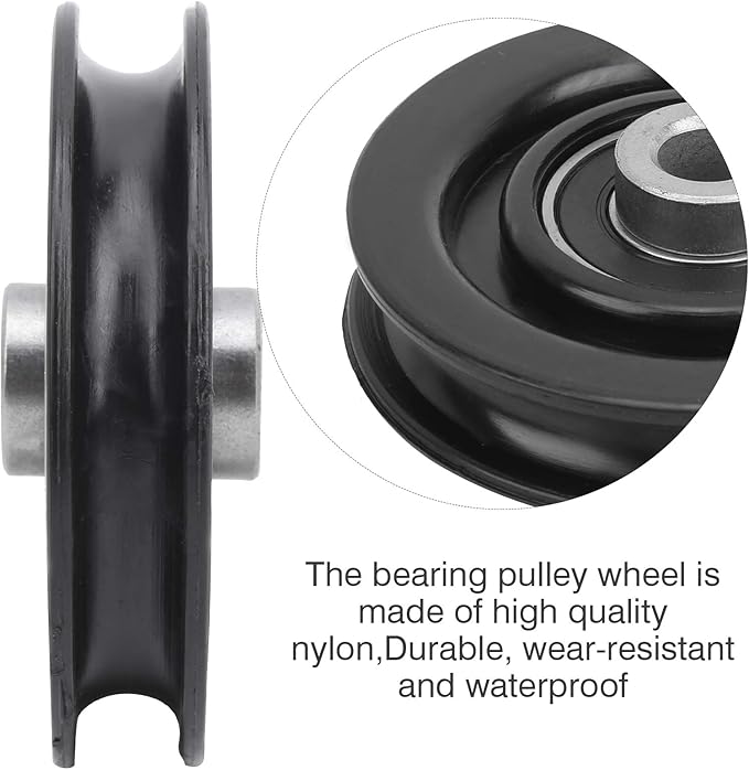Dilwe 10pcs Nylon Iron Fitness Bearing Pulley,Cable Pulley Wheel,Home Gym Attachments Exercise Strength Training Accessory (90mm)