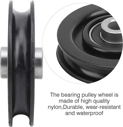 Dilwe 10pcs Nylon Iron Fitness Bearing Pulley,Cable Pulley Wheel,Home Gym Attachments Exercise Strength Training Accessory (90mm)