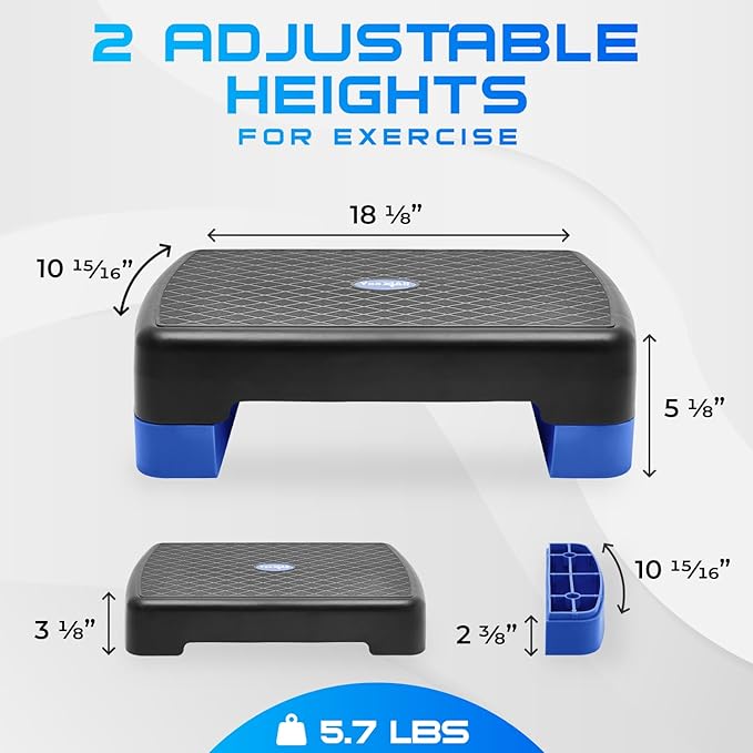 Yes4All 18.9" Aerobic Exercise Step Platform with 2 Risers 3" 5.1" 5.1" for