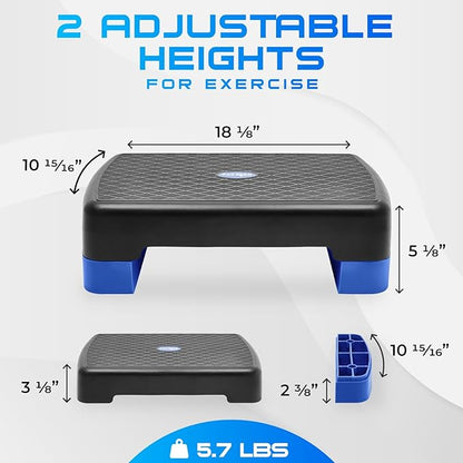 Yes4All 18.9" Aerobic Exercise Step Platform with 2 Risers 3" 5.1" 5.1" for