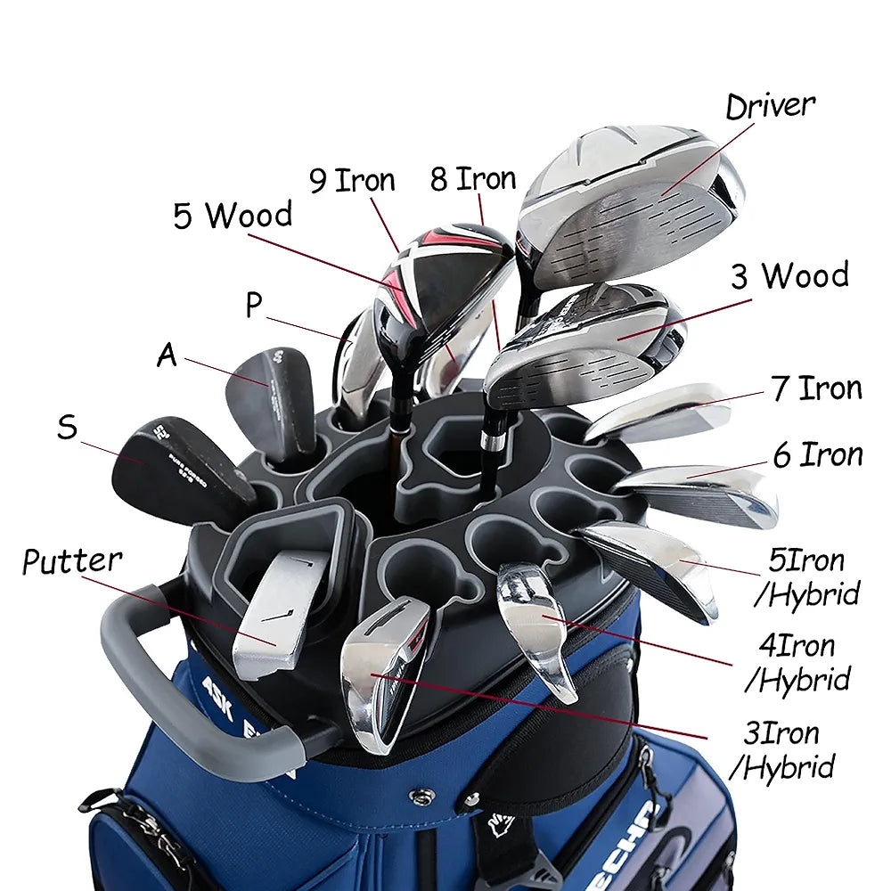ASK ECHO 2024 T-Lock Golf Cart Bag with 14 Way Organizer Divider Top, Premium Cart Bag with Handles and Rain Cover, for Men