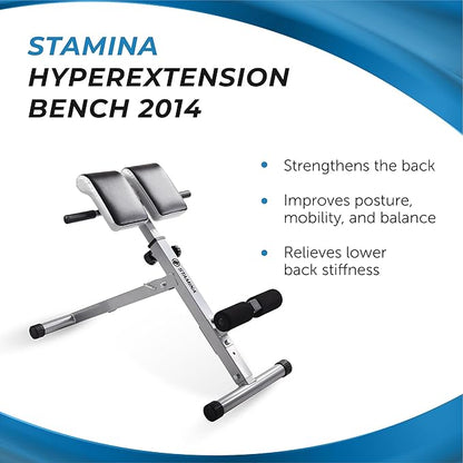 Stamina Hyperextension Bench 2014 - Adjustable and Foldable 250 lbs