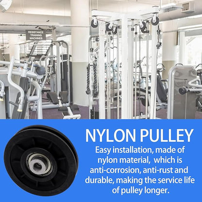 90mm/3.5" Universal Nylon Bearing Gym Pulley Wheel, Weight Pulley System Replacement for Home Gym Equipment Part, Cable Machine, Garage Door Pulleys System