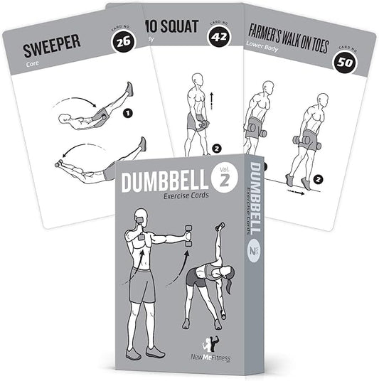 NewMe Fitness Dumbbell Workout Cards, Instructional Fitness Deck for Women & Men, Beginner Fitness Guide to Training Exercises at Home or Gym (Dumbbell, Vol 2)