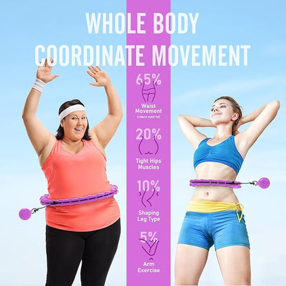Weighted Hula Circle Hoops for Adults Weight Loss 47 Inch, 24 Detachable