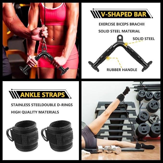Cable Machine Attachment LAT Pulldown Attachments Cable Machine Accessories for Home Gym
