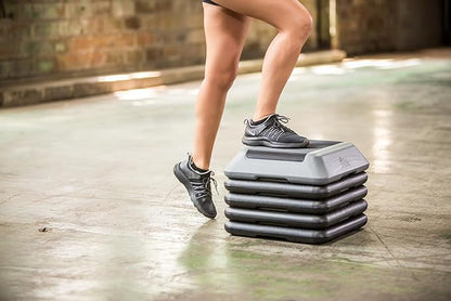 The Step Adjustable High Step Aerobic Platform 4 Risers,