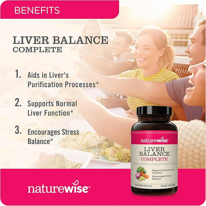 NatureWise Liver Detox Cleanse Supplement (30 Servings) Triple Repair Formula with Milk Thistle, Turmeric, Reishi & Kudzu to Encourage Toxin Removal & Support Normal Function (60 Veg Capsules)