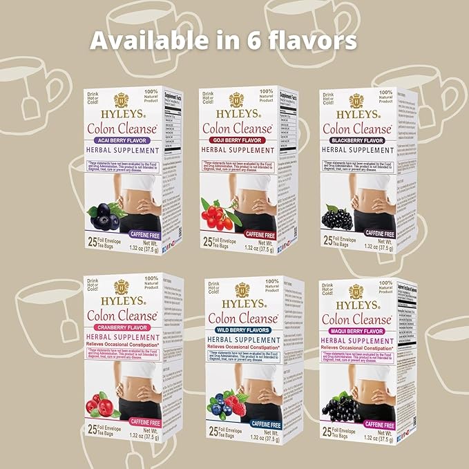 Hyleys Colon Cleanse Tea Goji Berry Flavor (6 Pack - 150 Tea Bags Total)