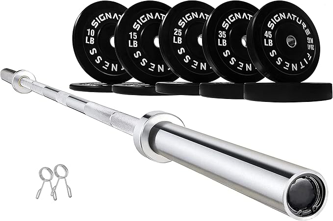 Signature Fitness 2" Olympic Bumper Plate Weight Plates 7FT Olympic