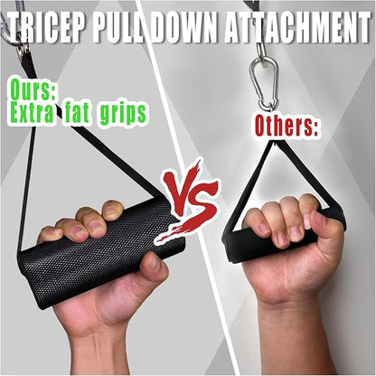 KORIKAHM Arm Wrestling Handles, Fat Armwresting Training Equipment LAT Pulldown Attachments D Handle, V Bar Cable Machine Attachments, Gym Handles for Forearm, Wrist Strength Training Equipment