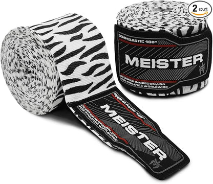 Meister Adult 180" Semi-Elastic Hand Wraps for MMA & Boxing (Pair)
