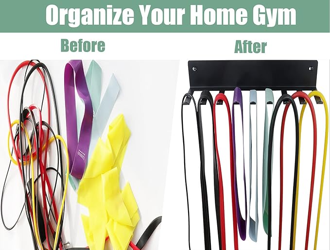 Multi-Purpose Storage Rack for Resistance Bands, Straps, Jump Ropes, Foam Rollers, Chains, Weight Belts, Tools - Heavy Duty, Fitness Bands Rack