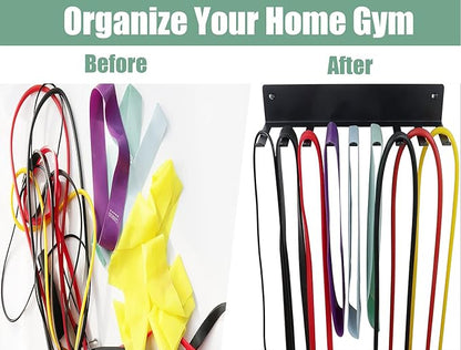 Multi-Purpose Storage Rack for Resistance Bands, Straps, Jump Ropes, Foam Rollers, Chains, Weight Belts, Tools - Heavy Duty, Fitness Bands Rack