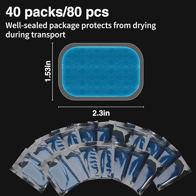 PAMASE 50/80 Pcs Gel Pads for Abs Stimulator - Replacement Pads for Abdominal Muscle Trainer, Reusable Ab Workout Toner Belt Accessory