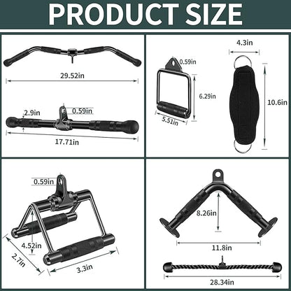 Solid Steel Cable Machine Accessories for Home Gym, Triceps Pull Down Attachment, Cable Attachments for Gym, LAT Pull Down Attachment Weight Fitness