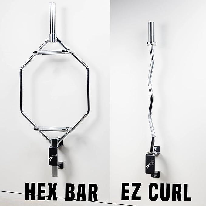 PRx Performance Specialty Bar Storage Rack Safety Squat Weight Barbell Holder USA Made Wall Mounted Space Saving Home Garage Gym Fitness Workout Equipment