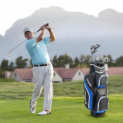 Tangkula 9/10 Pieces Men's Complete Golf Clubs Set Right Hand, Includes 460cc Alloy #1 Driver & #3 Fairway Wood & #4 Hybrid & #6/#7/#8/#9/#P Irons & Putter, Golf Club Set