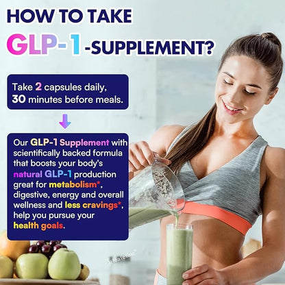 GLP-1 Supplement Support, with Naturally GLP-1 Supplement Probiotic, Hops & Green Tea Extract, GLP 1 Supplement for Gut, Energy, GLP-1 Levels & Overall Health - 60 Capsules
