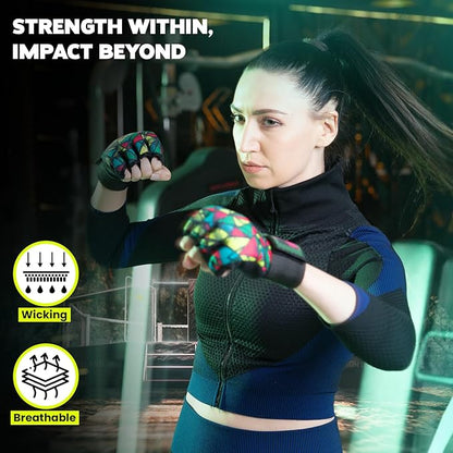 WYOX Gel Boxing Hand Wraps Inner Gloves for Men & Women, 80cm Quick Wrist Straps, Padded Knuckle Protection for Muay Thai Kickboxing, Hand Wraps for Boxing & Martial Arts