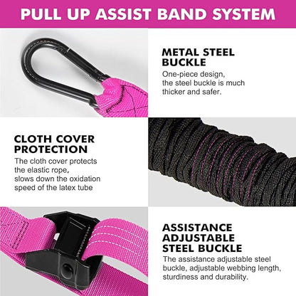 Pull Up Assistance Bands, Heavy Duty Resistance Band for Pull Up Bar, Adjustable Weight/Size with Fabric Feet/Knee Rest, Bands for Pull Up Assist for Strength Training, Pull Up Assist Band