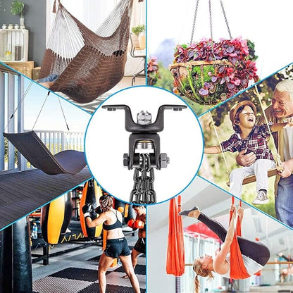 BeneLabel Heavy Duty Boxing Punching Bag Hanger with Chain, 800 LB Capacity, 360° Rotation Wood Beam Holder with 4 Chains and 4 Carabiners, 2 Wood Screws for Wooden Sets