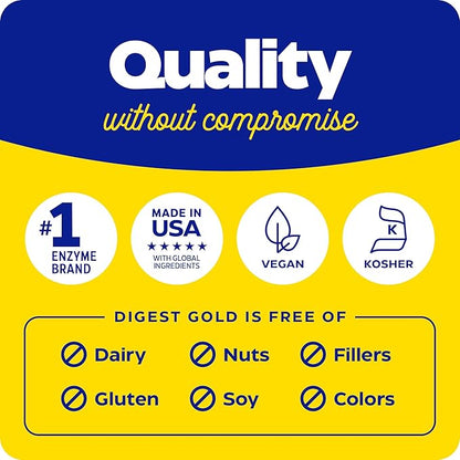 Enzymedica Digest Gold + ATPro, Maximum Strength Digestive Enzymes, Helps Digest Large Meals for Instant Bloating Relief, 180 Count